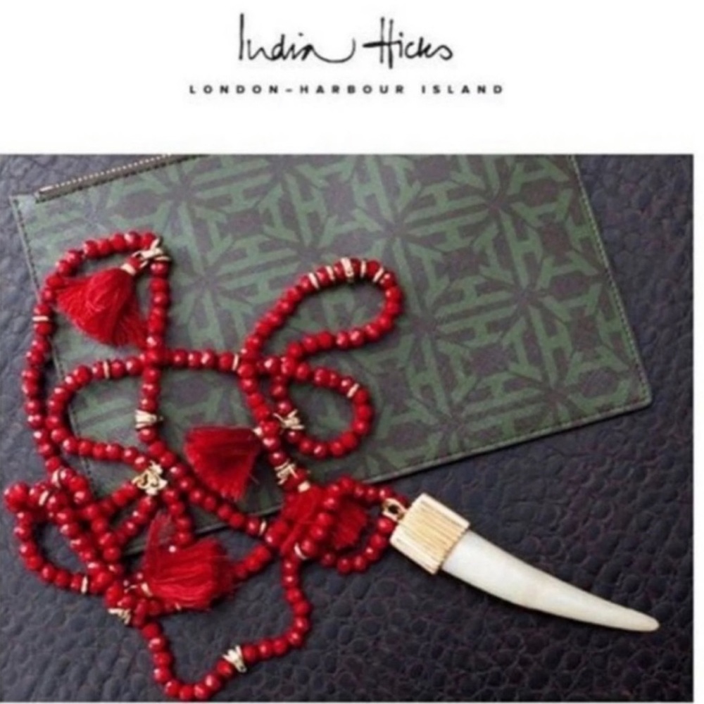 INDIA HICKS Free Spirit Ivory Horn Necklace in red